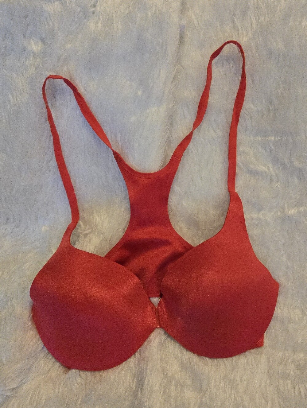 Victoria's Secret Red Hot Red Front Hook Racerback Molded Demi Bra 34d NWOT